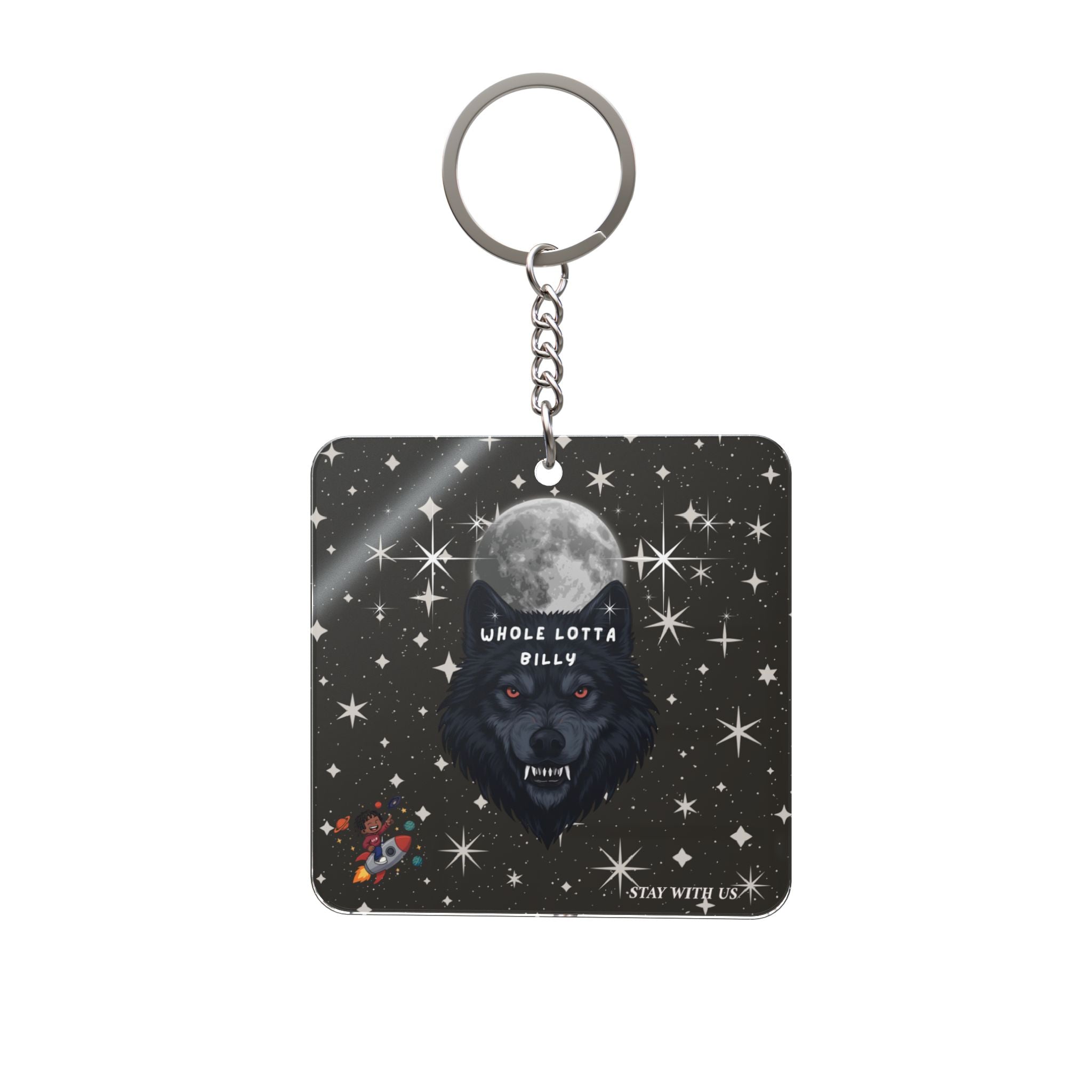 WHOLELOTTABILLY TRANSPARENT Square Keychain