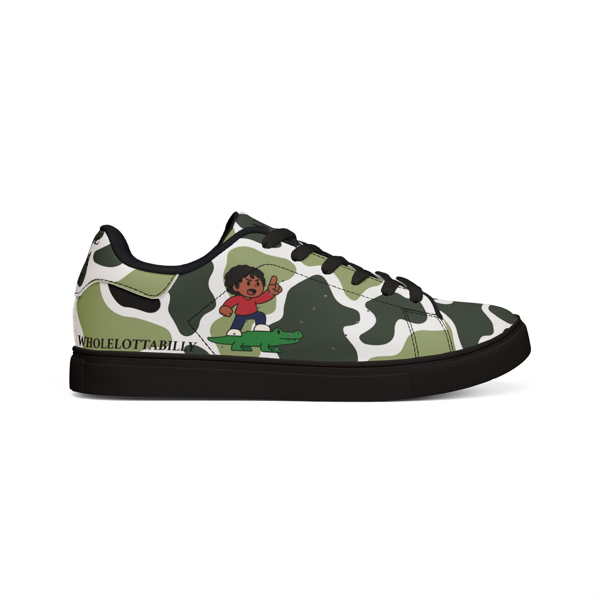 WHOLELOTTABILLY FALLEN GATOR Women's Low-Top Leather Sneakers