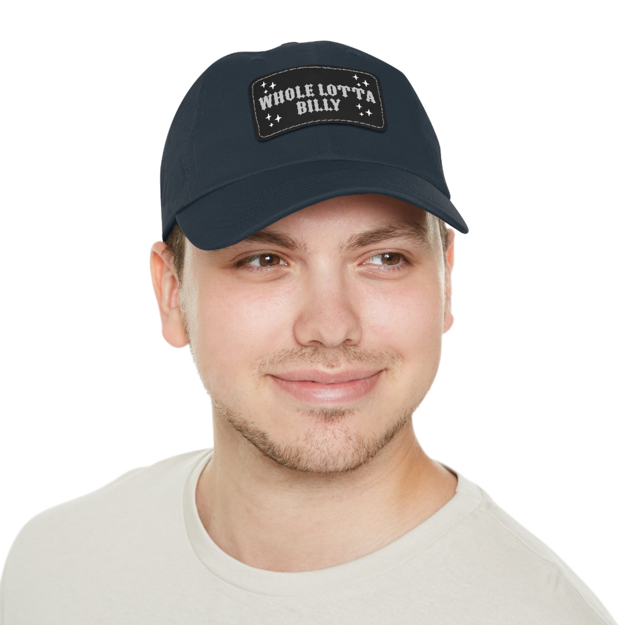 WHOLELOTTABILLY Dad Hat with Leather Patch (Rectangle)