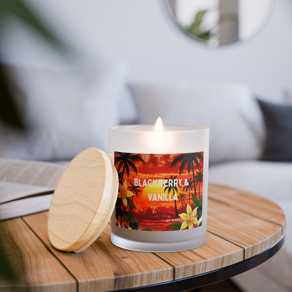 WHOLELOTTABILLY BLACKBERRY & VANILLA Frosted Glass Candle, 11oz
