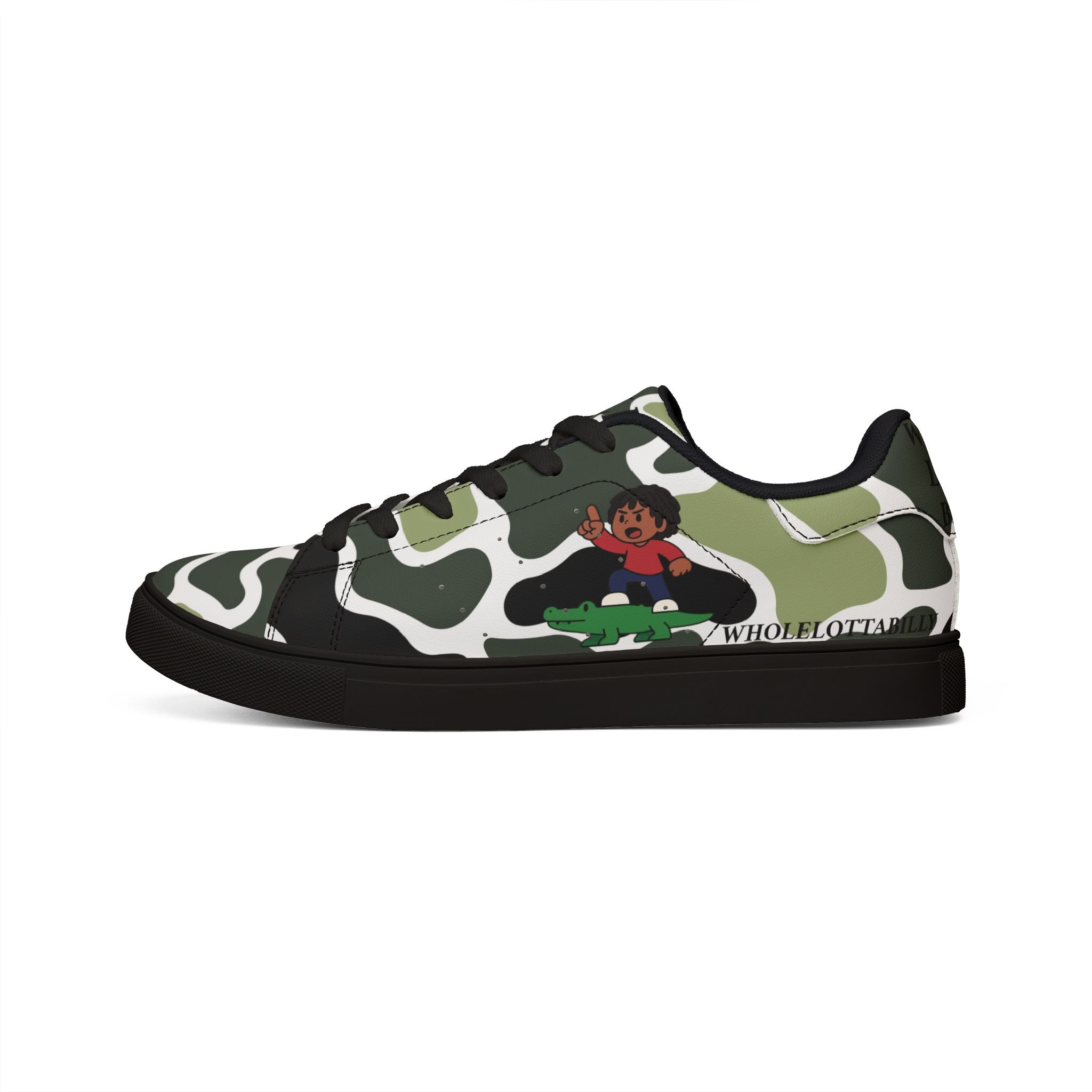 WHOLELOTTABILLY FALLEN GATOR Women's Low-Top Leather Sneakers