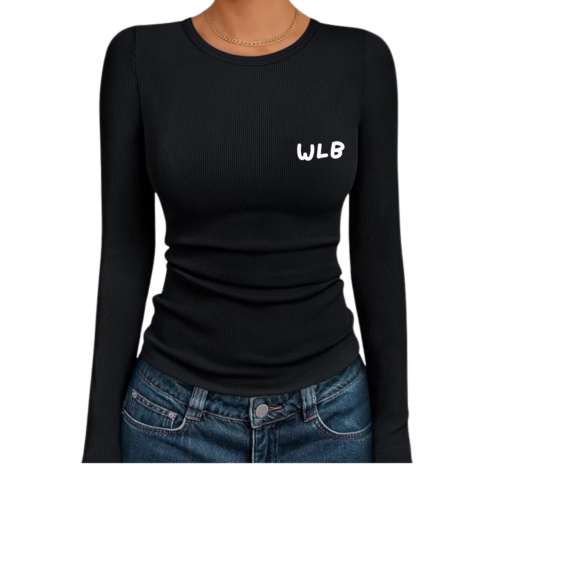 WHOLELOTTABILLY Women's Ribbed Long Sleeve Basic Top