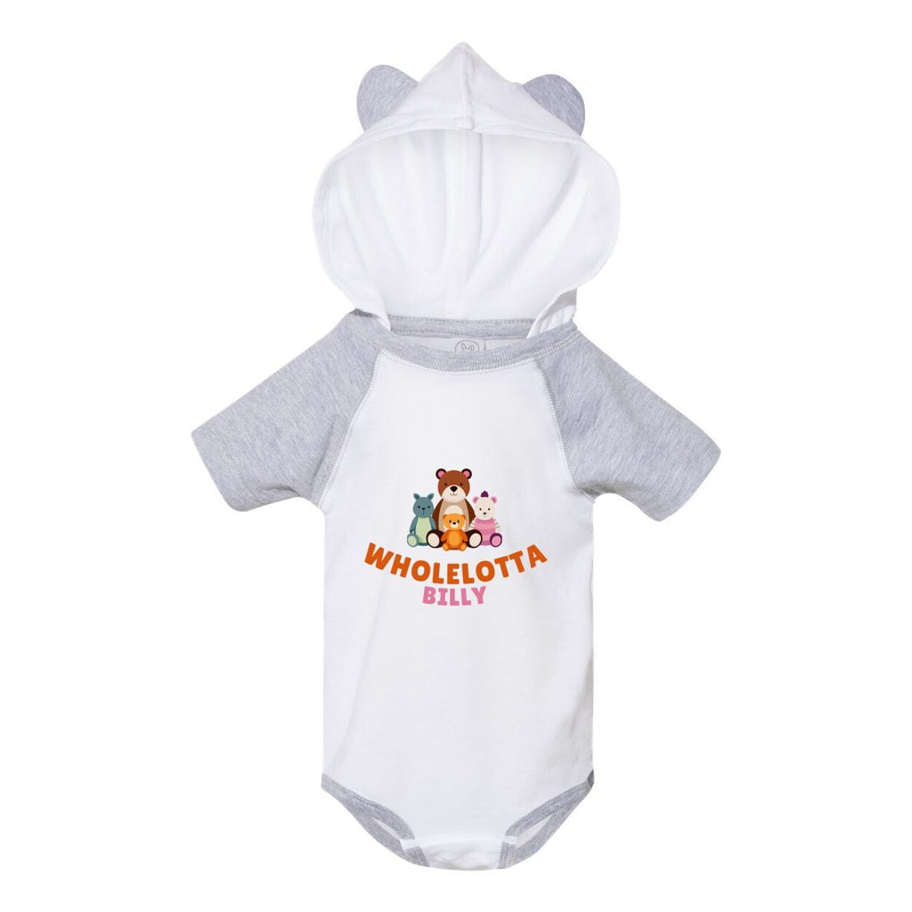 WLB Jersey Infant Short Sleeve Raglan Bodysuit with Hood & Ears