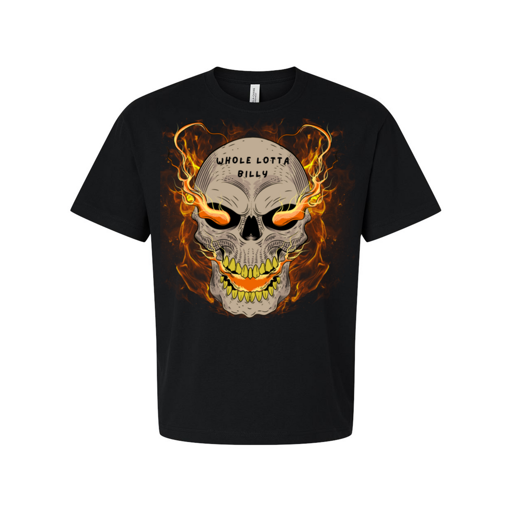 WHOLELOTTABILLY BURNING SKULL Heavyweight Tee
