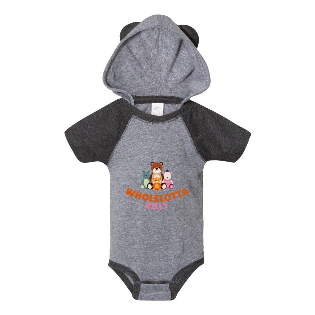 WLB Jersey Infant Short Sleeve Raglan Bodysuit with Hood & Ears