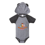 WLB Jersey Infant Short Sleeve Raglan Bodysuit with Hood & Ears
