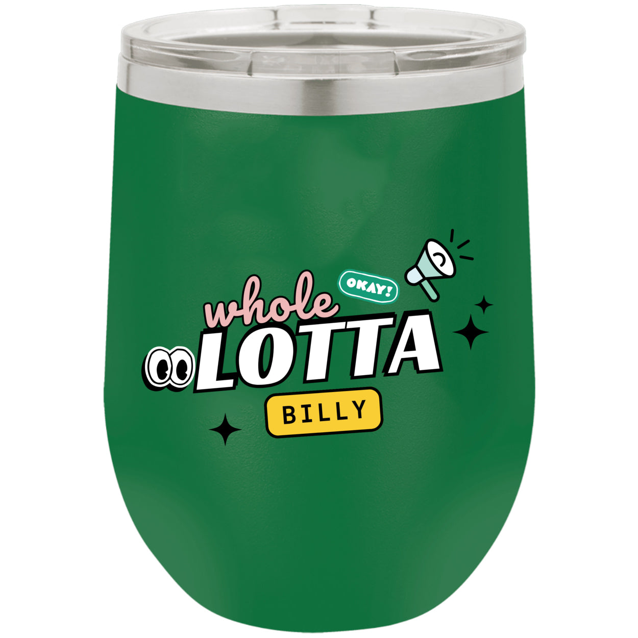 WHOLELOTTABILLY Polar Camel 12 oz. Stemless Wine Glasses