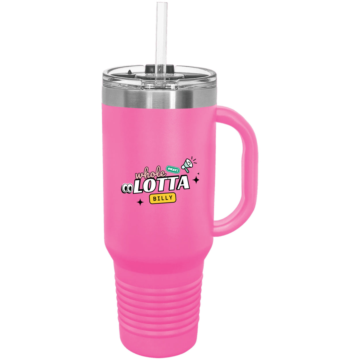 wholelottabilly 40 oz. Travel Mug with Handle, Straw Included