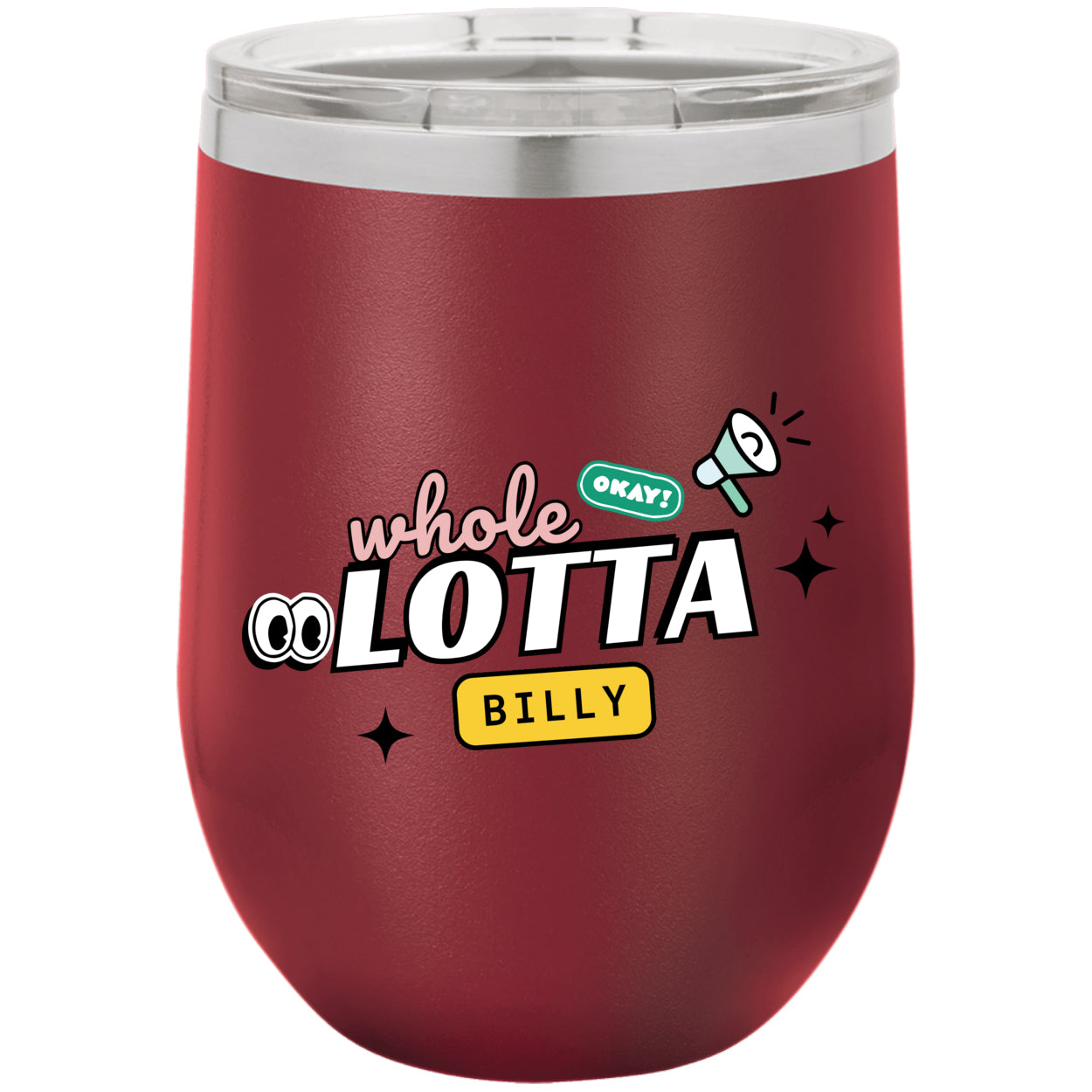 WHOLELOTTABILLY Polar Camel 12 oz. Stemless Wine Glasses