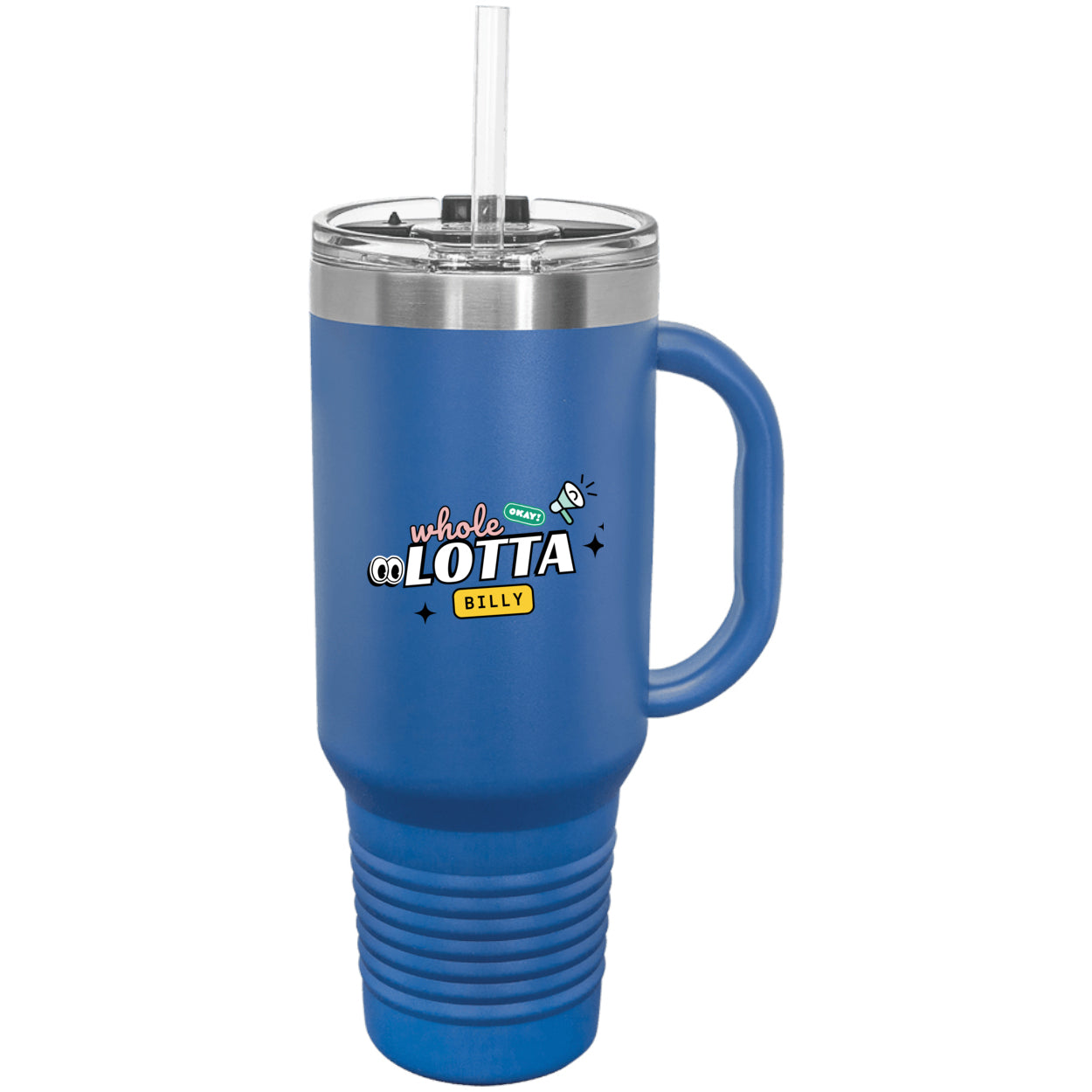 wholelottabilly 40 oz. Travel Mug with Handle, Straw Included