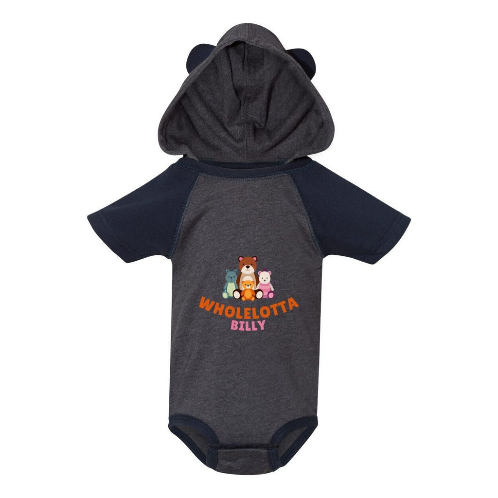 WLB Jersey Infant Short Sleeve Raglan Bodysuit with Hood & Ears