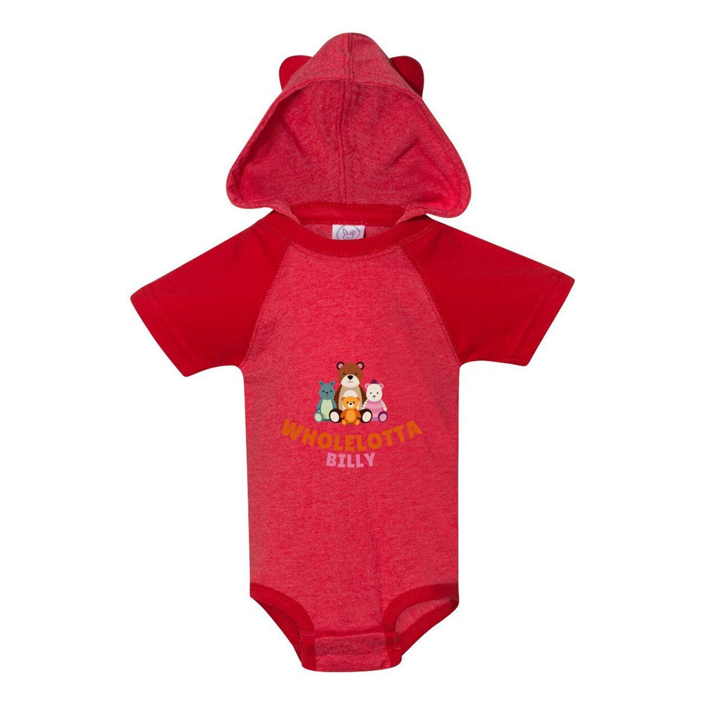 WLB Jersey Infant Short Sleeve Raglan Bodysuit with Hood & Ears