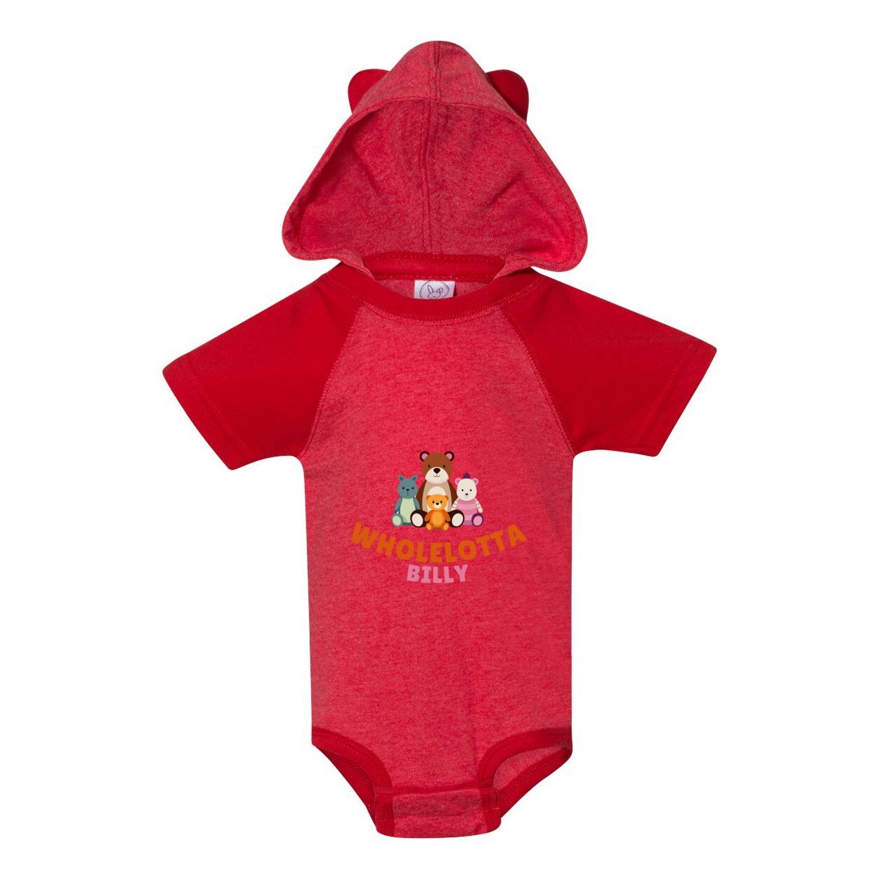 WLB Jersey Infant Short Sleeve Raglan Bodysuit with Hood & Ears