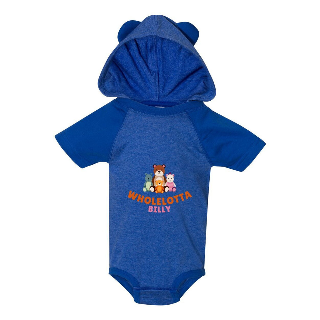 WLB Jersey Infant Short Sleeve Raglan Bodysuit with Hood & Ears